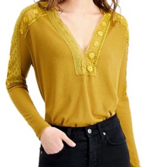 Free People LOLA LACE INSET RELAXED LONG SLEEVE - Picture 7 of 7